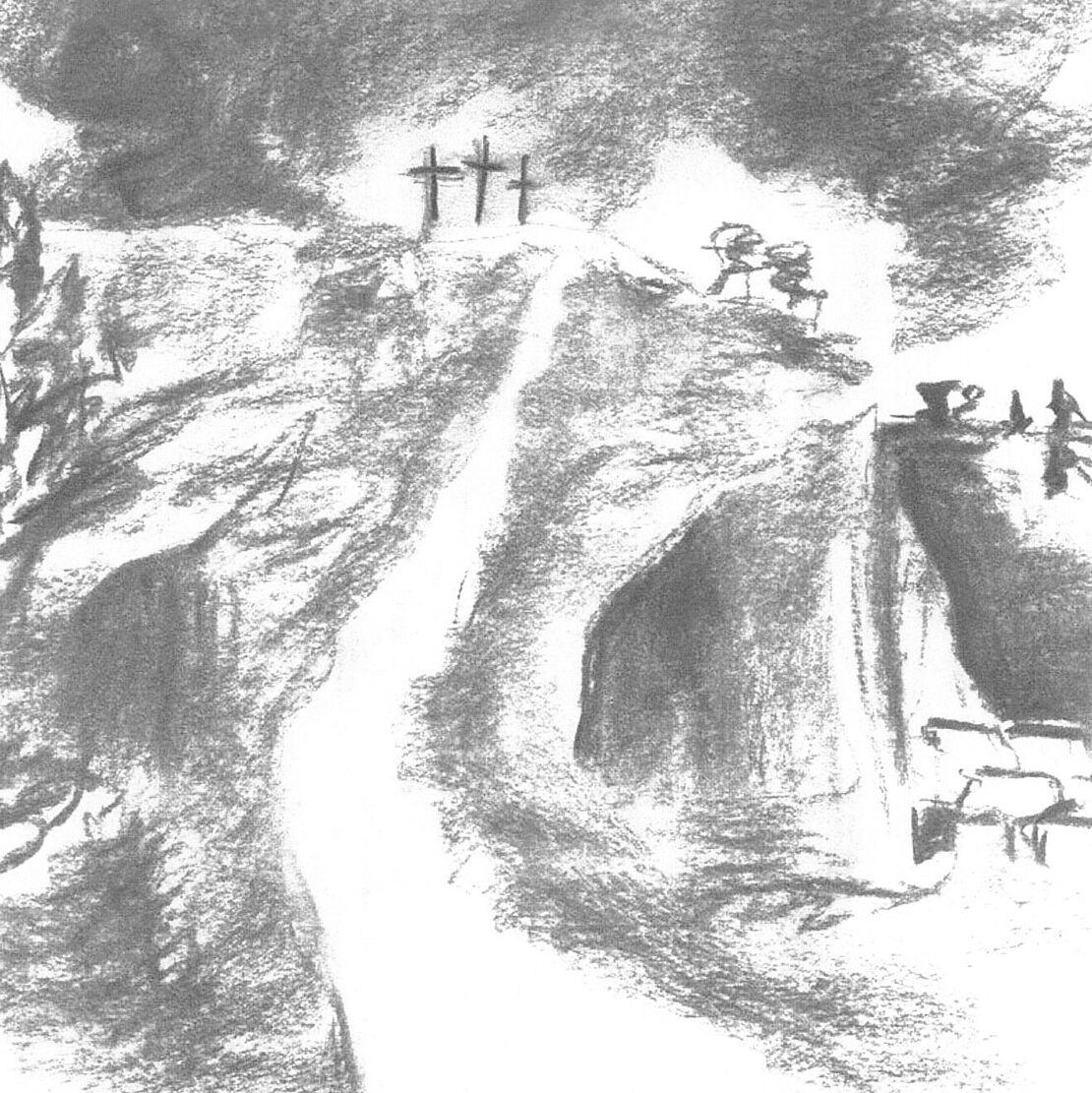 Bleistiftzeichnung Golgatha (von Helene Matthia)
