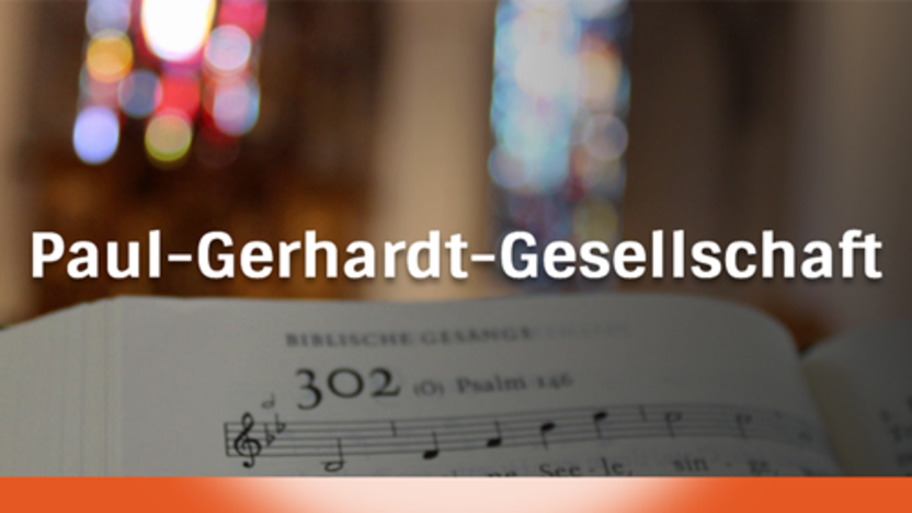 Link zur Paul-Gerhardt-Gesellschaft; Grafik mit aufgeschlagenem Gesangbuch