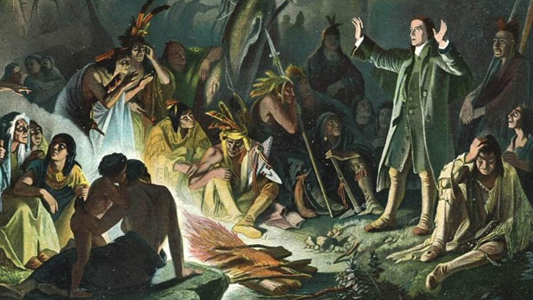 David Zeisberger predigt den Indianern im Quellgebiet des Ohio