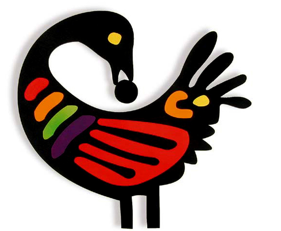 farbiger Vogel als Sakofa-Symbol