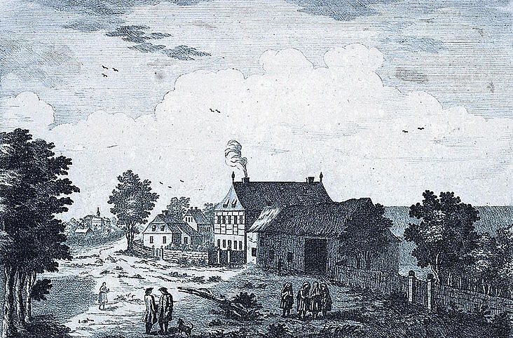 Stich mit historischer Ansicht des Ortes Kleinwelka