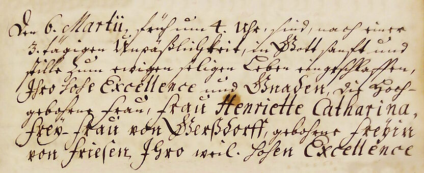 Sterbeeintrag im Kirchenbuch Großhennersdorf; Foto: Andreas Tasche