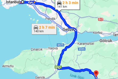 Karte mit der Reiseroute