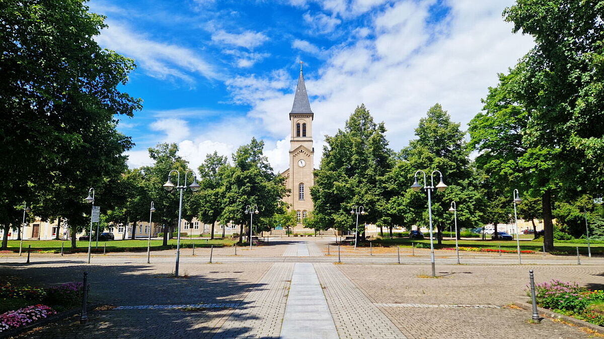 Blick auf den Zinzendorfplatz in Niesky