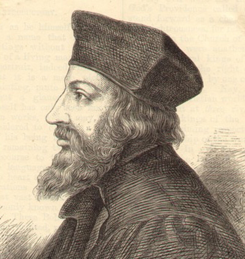 Kupferstich mit dem Gesicht von Jan Hus