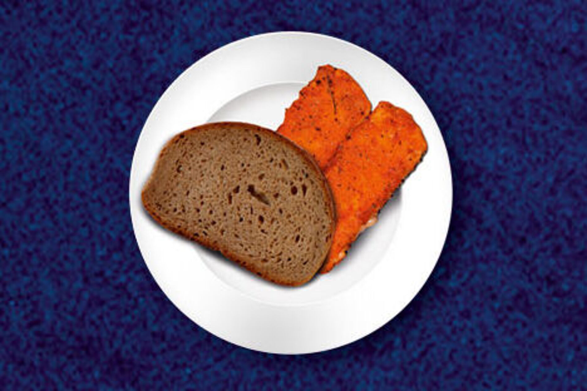 Teller mit Brot und Fisch