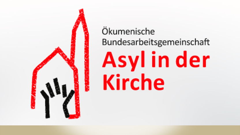 Logo der Ökumenischen Bundesarbeitsgemeinschaft "Asyl in der Kirche" mit Link zur Seite www.kirchenasyl.de