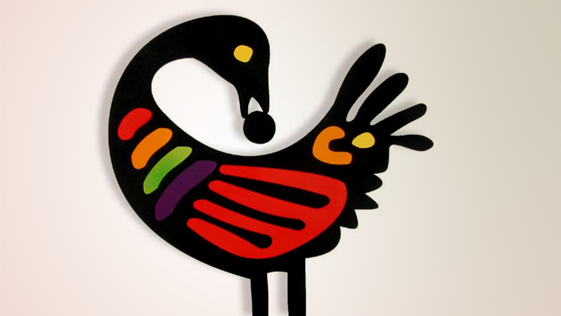 farbiger Vogel als Sakofa-Symbol