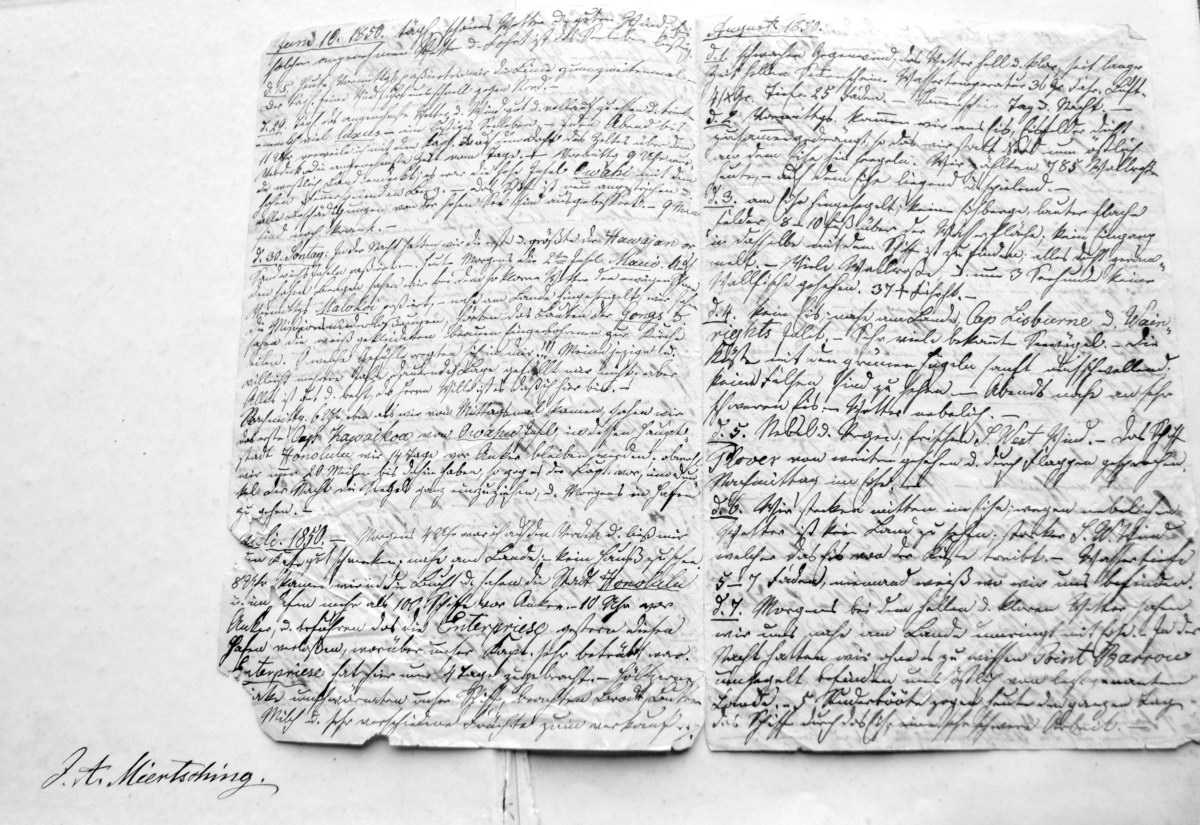 3_Tagebuch_und_Notizen_Juni_August_1850_credits_Familie_Jannasch